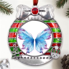 Butterfly-drawing-art-fairytale  Metal X mas Ribbon With Red Crystal Round Ornament by saad11