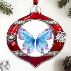 Butterfly-drawing-art-fairytale  Metal Snowflake And Bell Red Ornament by saad11