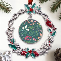 Spring Design  Metal X mas Wreath Holly Leaf Ornament by AlexandrouPrints