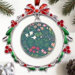 Spring Design  Metal X mas Wreath Ribbon Ornament