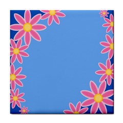 Flowers Space Frame Ornament Tile Coaster