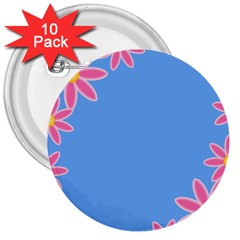 Flowers Space Frame Ornament 3  Buttons (10 Pack) 