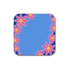 Flowers Space Frame Ornament Rubber Square Coaster (4 Pack) by Maspions