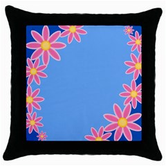 Flowers Space Frame Ornament Throw Pillow Case (black)