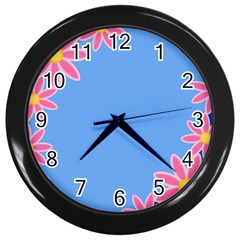 Flowers Space Frame Ornament Wall Clock (black)