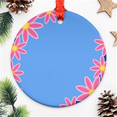 Flowers Space Frame Ornament Round Ornament (two Sides)