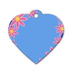 Flowers Space Frame Ornament Dog Tag Heart (one Side)