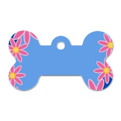 Flowers Space Frame Ornament Dog Tag Bone (two Sides)