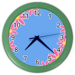 Flowers Space Frame Ornament Color Wall Clock