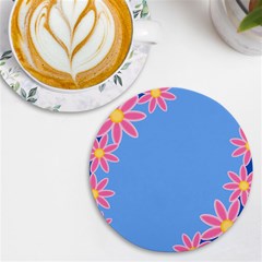 Flowers Space Frame Ornament Uv Print Round Tile Coaster