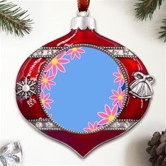 Flowers Space Frame Ornament Metal Snowflake And Bell Red Ornament by Maspions