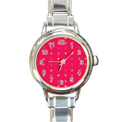 Illustrations Heart Pattern Design Round Italian Charm Watch by Maspions