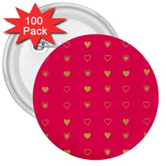 Illustrations Heart Pattern Design 3  Buttons (100 Pack) 