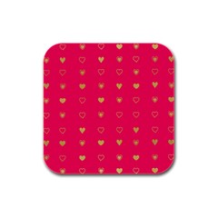 Illustrations Heart Pattern Design Rubber Square Coaster (4 Pack) by Maspions