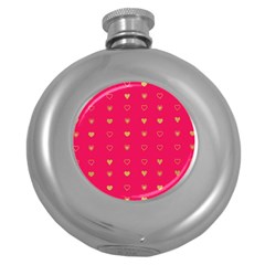 Illustrations Heart Pattern Design Round Hip Flask (5 Oz)