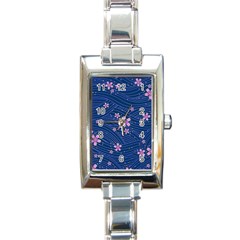 Flowers Floral Background Rectangle Italian Charm Watch