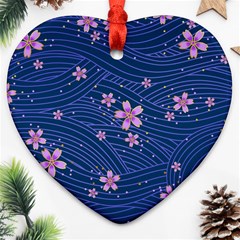 Flowers Floral Background Ornament (heart) by Maspions