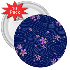 Flowers Floral Background 3  Buttons (10 Pack) 