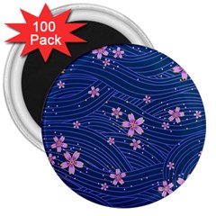 Flowers Floral Background 3  Magnets (100 Pack)