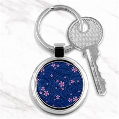 Flowers Floral Background Key Chain (round)