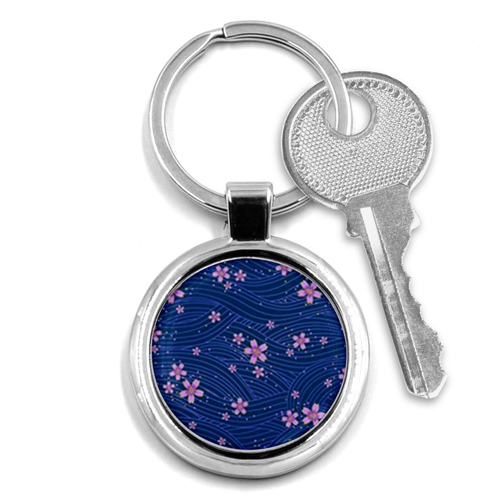 Flowers Floral Background Key Chain (Round)