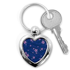 Flowers Floral Background Key Chain (heart)