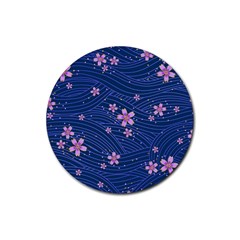 Flowers Floral Background Rubber Coaster (round) by Maspions