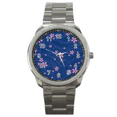 Flowers Floral Background Sport Metal Watch