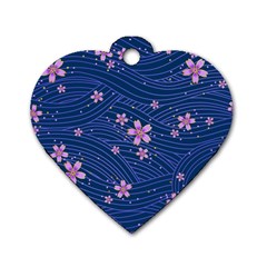 Flowers Floral Background Dog Tag Heart (two Sides)