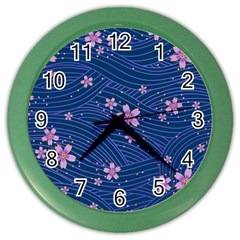 Flowers Floral Background Color Wall Clock