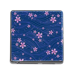 Flowers Floral Background Memory Card Reader (square 5 Slot)