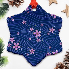 Flowers Floral Background Snowflake Ornament (two Sides)