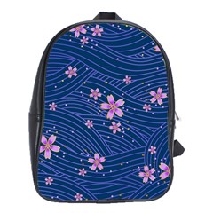 Flowers Floral Background School Bag (xl)