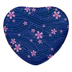 Flowers Floral Background Heart Glass Fridge Magnet (4 Pack)