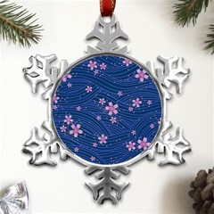 Flowers Floral Background Metal Small Snowflake Ornament