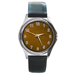 Anstract Gold Golden Grid Background Pattern Wallpaper Round Metal Watch