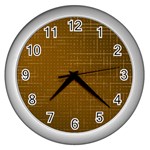 Anstract Gold Golden Grid Background Pattern Wallpaper Wall Clock (Silver) Front