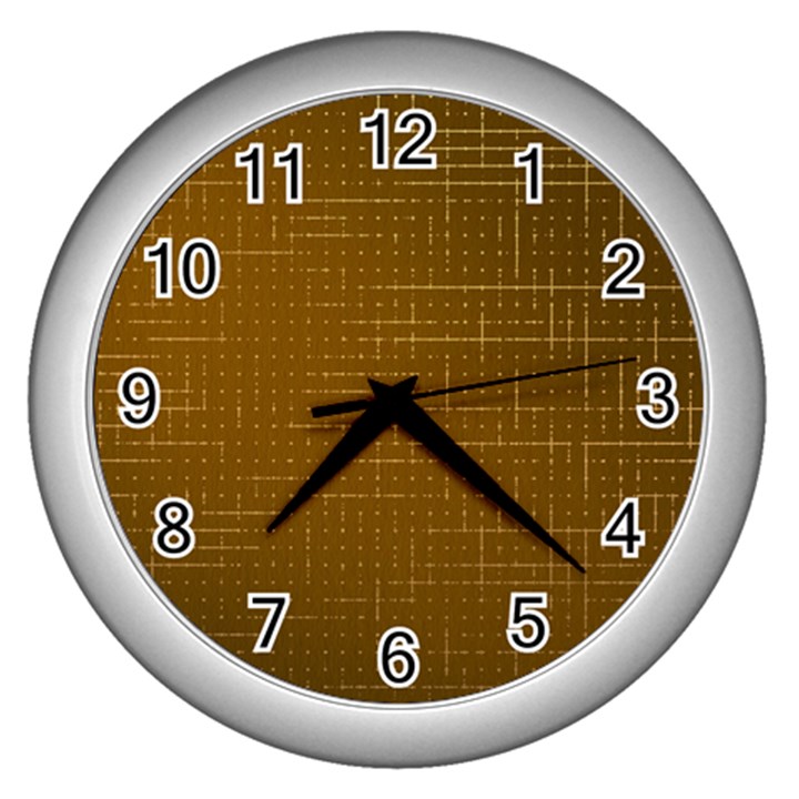 Anstract Gold Golden Grid Background Pattern Wallpaper Wall Clock (Silver)