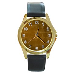 Anstract Gold Golden Grid Background Pattern Wallpaper Round Gold Metal Watch