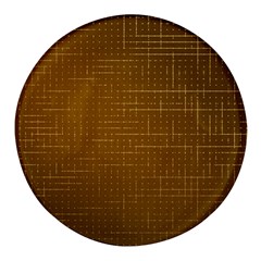 Anstract Gold Golden Grid Background Pattern Wallpaper Round Glass Fridge Magnet (4 Pack)