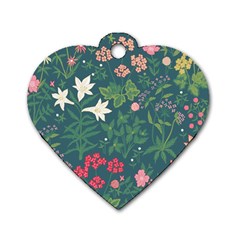 Spring Small Flowers Dog Tag Heart (one Side) by AlexandrouPrints