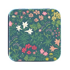 Spring Small Flowers Square Metal Box (black) by AlexandrouPrints