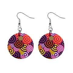 Abstract Circles Background Retro Mini Button Earrings by Ravend