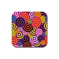 Abstract Circles Background Retro Rubber Coaster (square) by Ravend