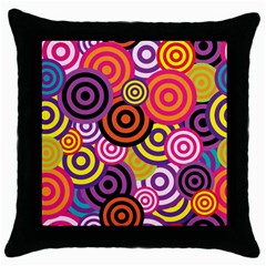 Abstract Circles Background Retro Throw Pillow Case (black) by Ravend