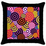 Abstract Circles Background Retro Throw Pillow Case (Black) Front