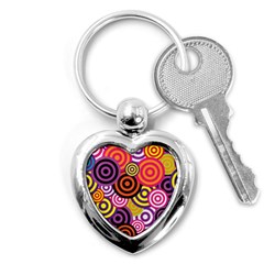 Abstract Circles Background Retro Key Chain (heart) by Ravend