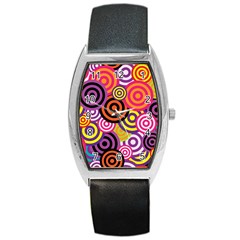 Abstract Circles Background Retro Barrel Style Metal Watch by Ravend