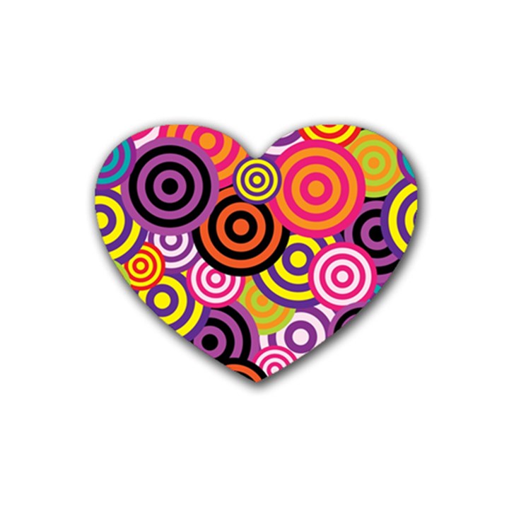 Abstract Circles Background Retro Rubber Heart Coaster (4 pack)