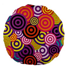 Abstract Circles Background Retro Large 18  Premium Flano Round Cushions by Ravend